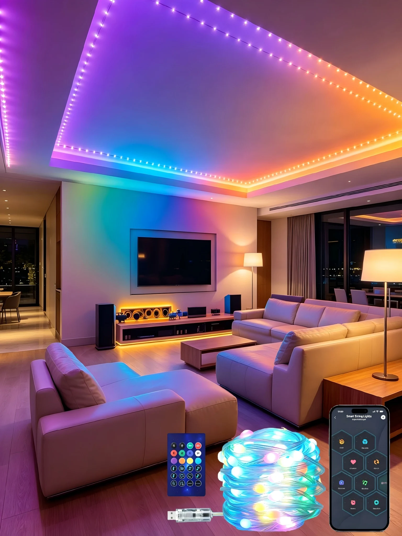 Smart RGBIC Fairy Lights Bluetooth APP Control 16M Colors Remote USB LED String Lights for Room Decor 5M/10M/15M/20M/30M/40M