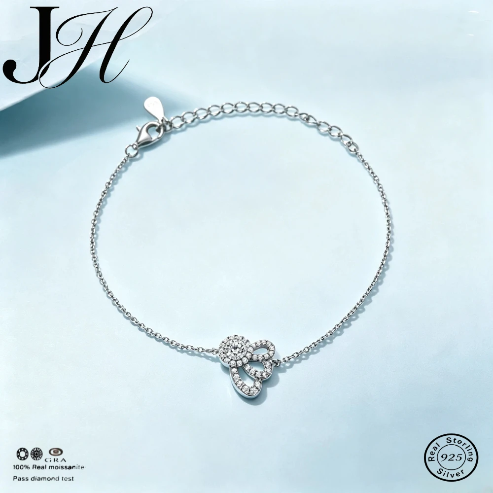 JH 1.2 Carat 925 Sterling Silver Moissanite Sunflower Bracelet For Women Zircon D VVS1 Luxury Fine Jewelry Lab Gemstone Bracelet