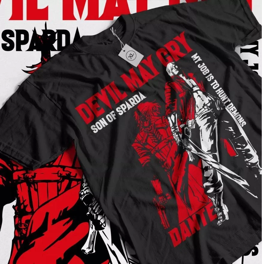 Devil May Cry Dante graphics 100%cotton unisex shirt 2026 Summer New O-neck Men's Y2k Short Sleeve Retro Tshirt gamer gift