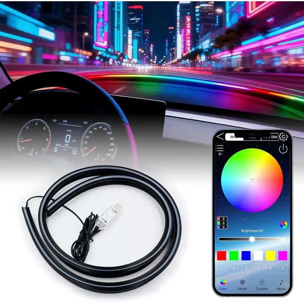 

Interior LED Car Strip Lights: 59 Inches RGB Ambient Lighting Kit - Multicolor Cars Accories with Smart APP or Truck - 16 Millio