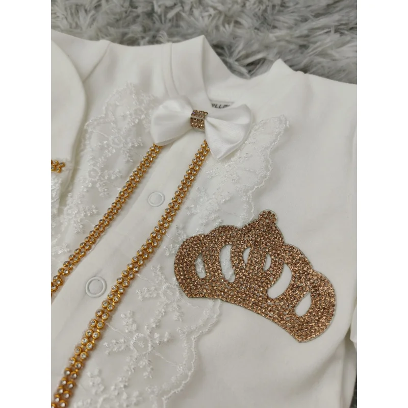 Soft baby jumpsuit，Elegant Crown Lace Set，Elastic non-irritating fabric，Newborn Baby Girl Multifunctional Set，Suitable for gift