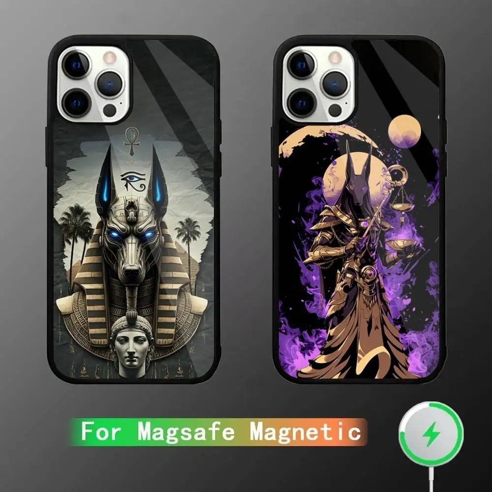 

God Anubis Egyptian Phone Case For iPhone 17,16,15,14,13,12,11,Pro,Max,Plus,Mini,SE4,E Magnetic Magsafe Wireless Charging