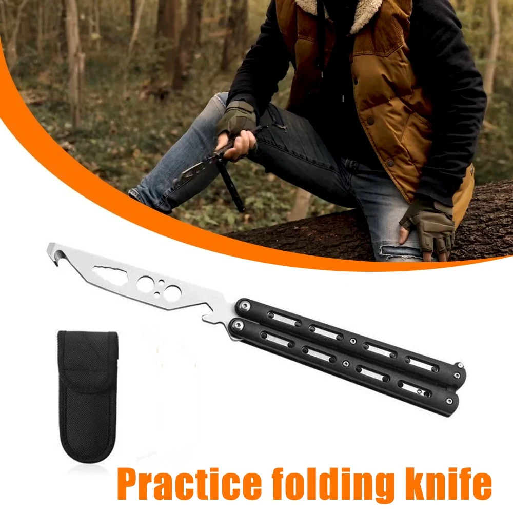 Beginner Butterfly Knife Trainer Unsharpened Balisong Practice Knife For Flipping Tricks Martial Arts Survival Training Gear
