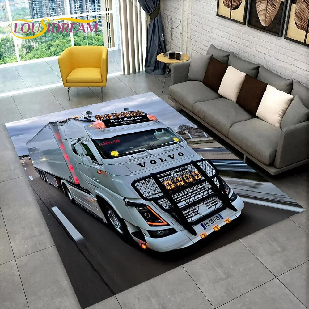 3D Volvo Truck Lorry Carpet Rug for Bedroom Living Room Home Sofa Decoration,Children Game Large Decor Floor Mat Motorcycle Gift