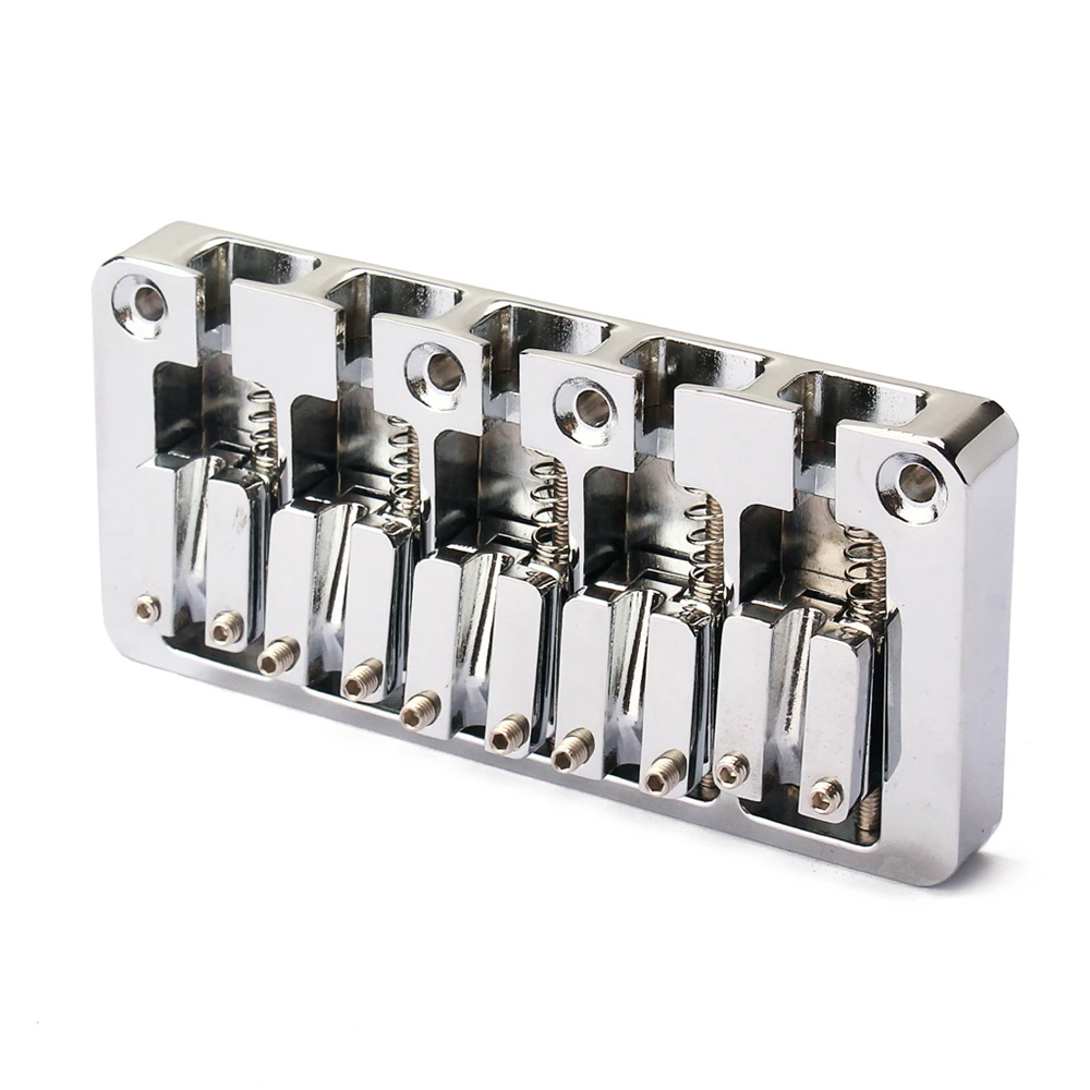 Electric Bass Guitar Accessories Parts Top Load Or Strings Through Body A Set Chrome Vintage L Shape Saddle Bridge For 5 Strings