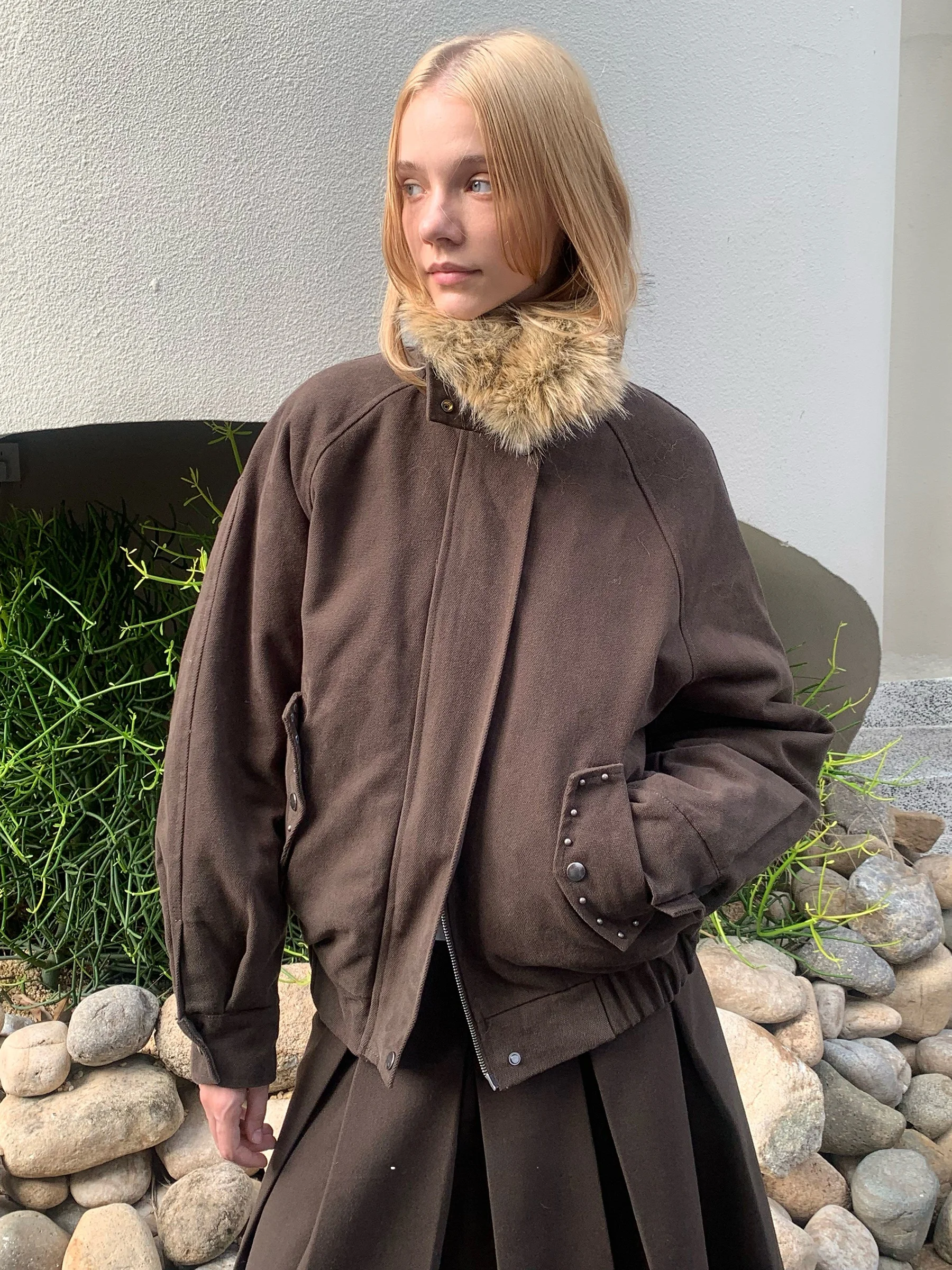 

Thiened Winter Parka Jaet Women's Cotton Coat with Fur Collar Environmentally Friendly JDE Barn Wind Rivet Prtion