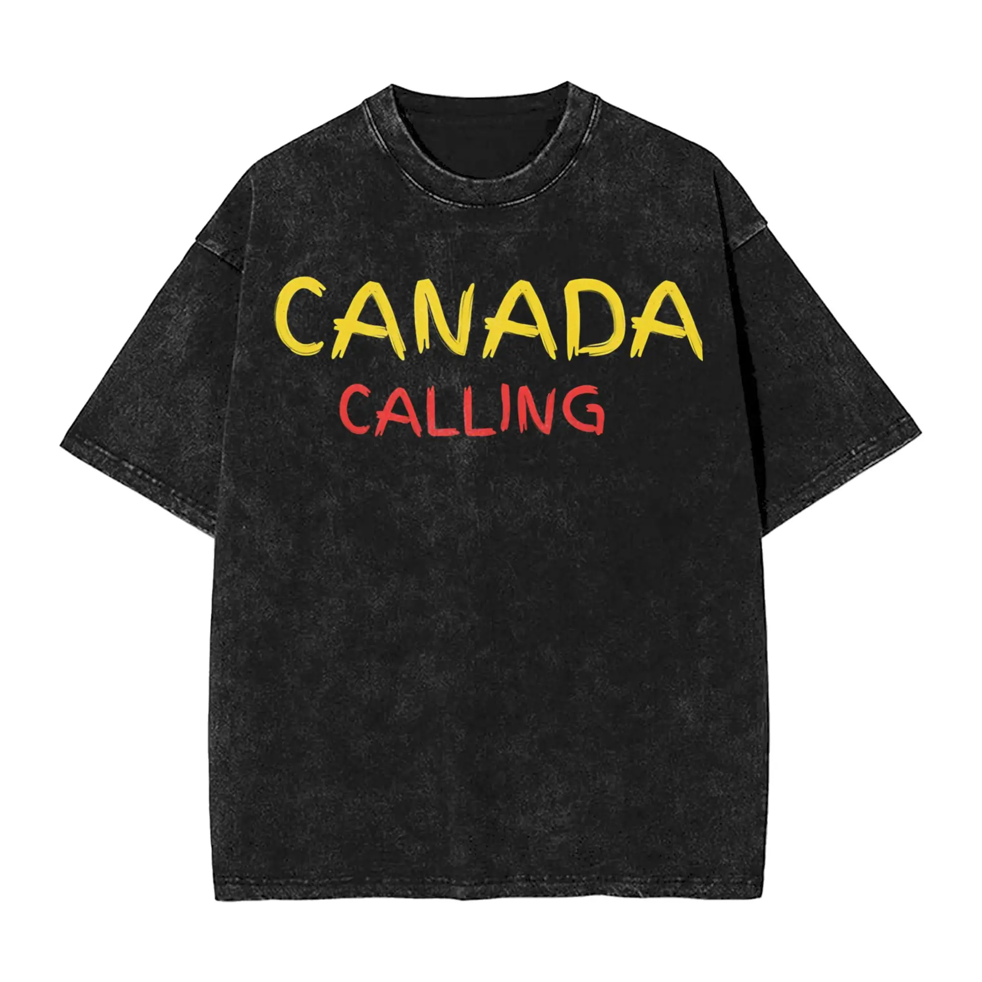 Funny Canada Is Calling and I Must Go Flag  Washed T Shirts Streetwear Hip Hop Retro T-Shirt  Tees for Men Women Cotton
