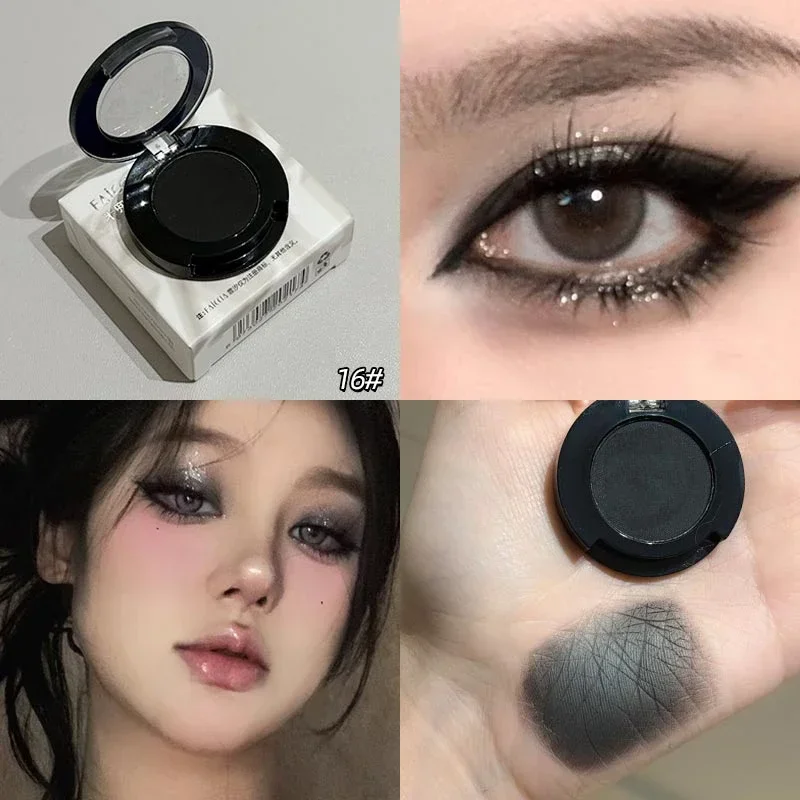 Palette de fards à paupières gothiques noirs mats, blanc couché, ver à soie, Eyeliner, maquillage pour les yeux, bleu Punk, fumé, cosmétiques