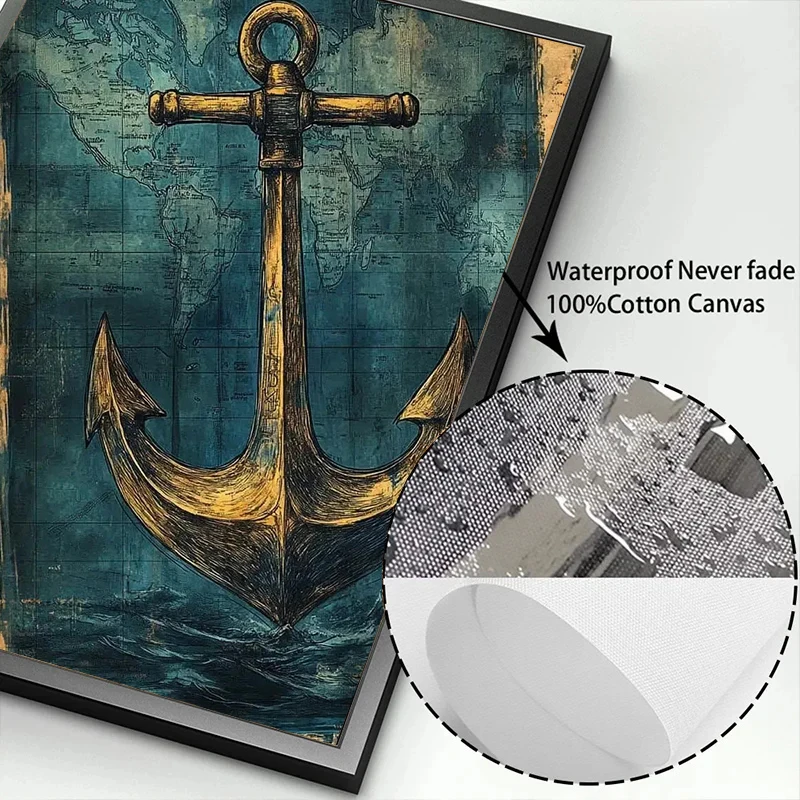 خمر بحري المشارك يطبع العتيقة البحر الكنز خريطة حائط لوح رسم صورة فنية لغرفة المعيشة ديكور المنزل الرجعية #6