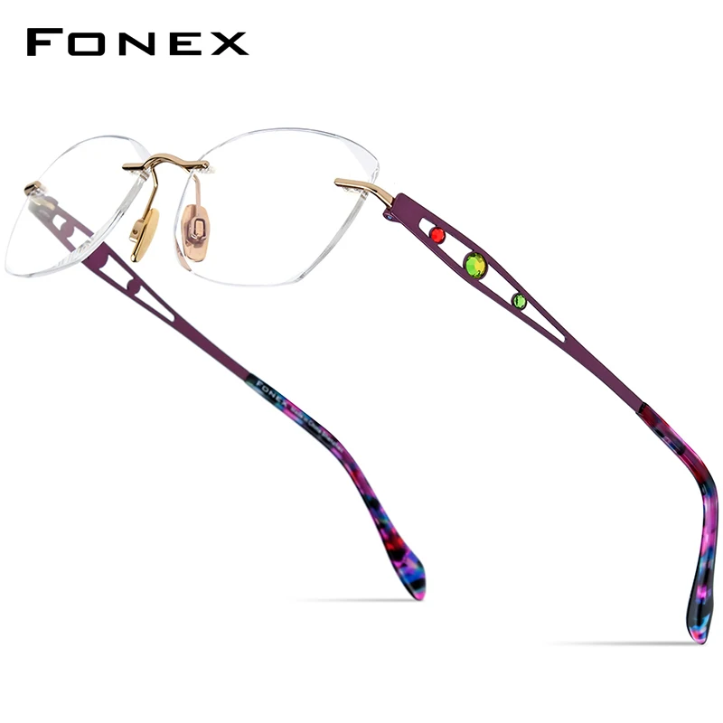 

FONEX Titanium Rimless Glasses Women 2025 Ultralight Luxury Brands Designer Diamond Eyeglasses Frameless Custom Eyewear F6119