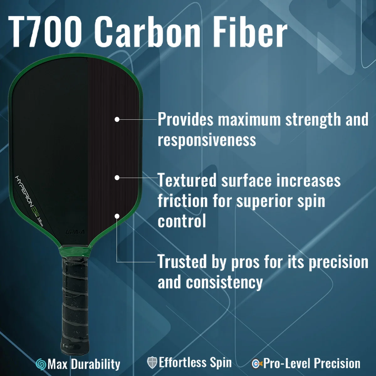 Pickleball Paddle Hyperion 3S 16MM، Pickleball Paddle Honeycomb Core، Pickleball Paddle Carbon Fiber، Pickleball Racket