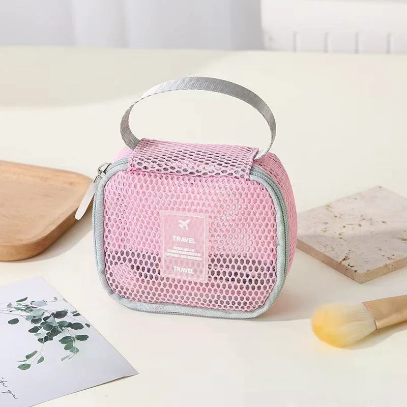 Small Capacity Key Bags Transparent Cosmetic Bag Square Mesh Storage Pouch Mini Zipper Coin Purse Mini Wash Bag Stationery Case