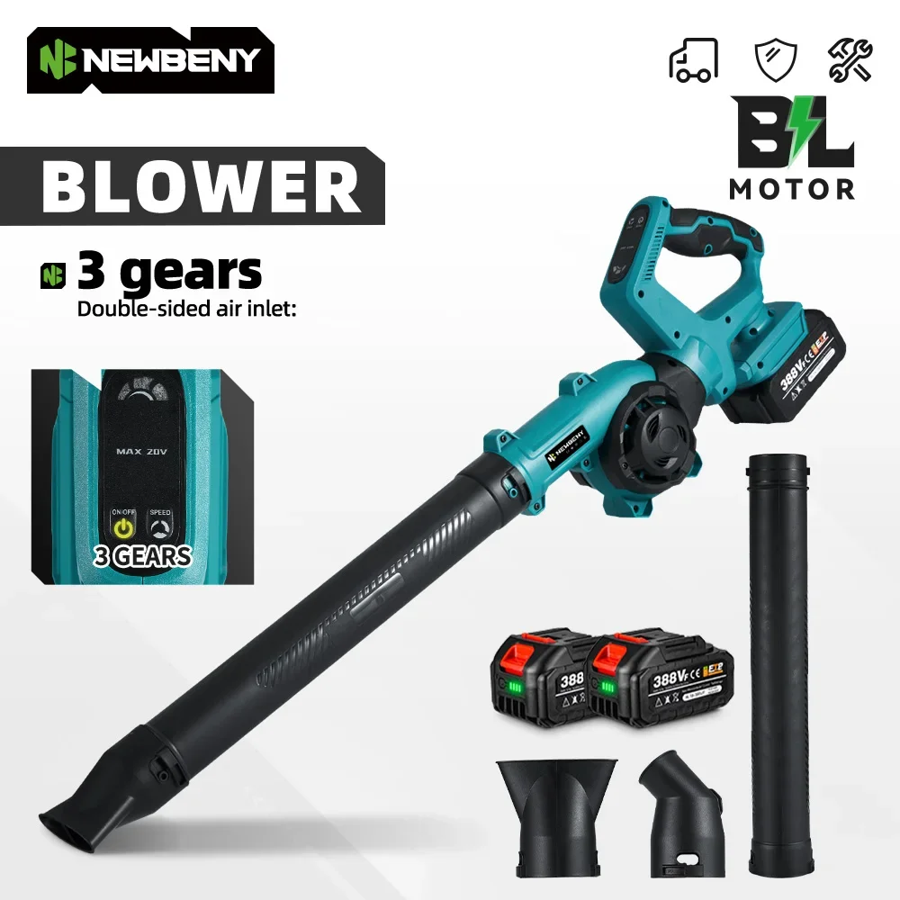 Беспроводной электрический воздуходувка NEWBENY, 3-ступенчатый 270 °   Регулировка вращения Аккумуляторный инструмент для очистки листьев и снега для аккумуляторного штифта Makita 18 В