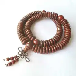 Buddhist 108 Natural Real Red Sandalwood Beads Prayer Mala Coin Wooden Beaded Bracelets BRO827