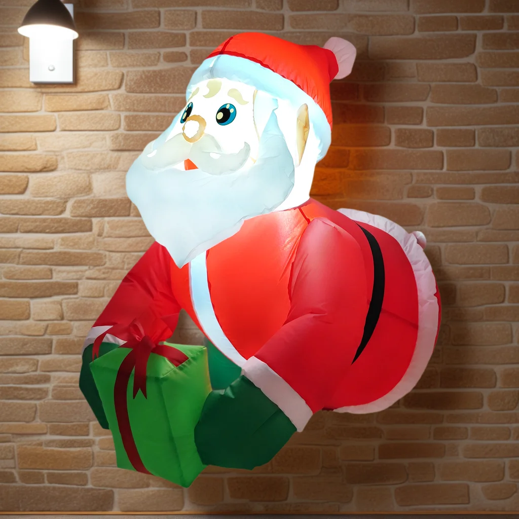 2025 8FT عيد الميلاد المطاطية متوهجة تسلق سانتا كلوز مع أضواء LED في الهواء الطلق ديكورات ساحة المنزل