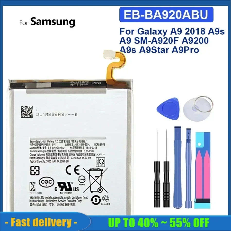 EB-BA920ABU 3800mAh Battery For Samsung Galaxy A9 2018 A9s A9 Star Pro A9Star A9 Pro A9Pro SM-A920F A9200 Batteria