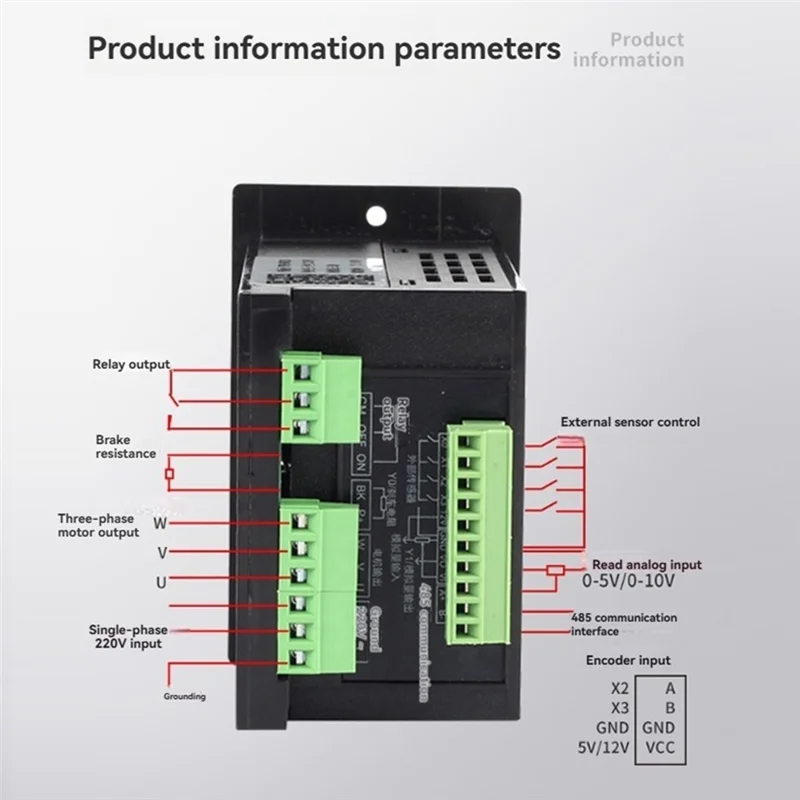ABVJ-1500W Speed Regulator MCU T13-1500W-12-H Single-Phase Input 220V Three-Phase Input 220V Motor Controller
