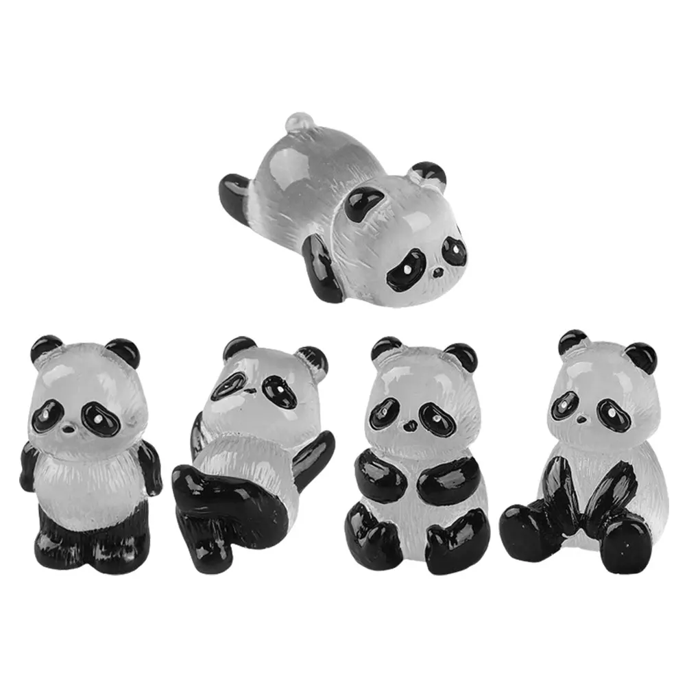 

5 Pcs Three-dimensional Luminous Panda Ornaments Animal Mini Resin Glow-in-the-dark