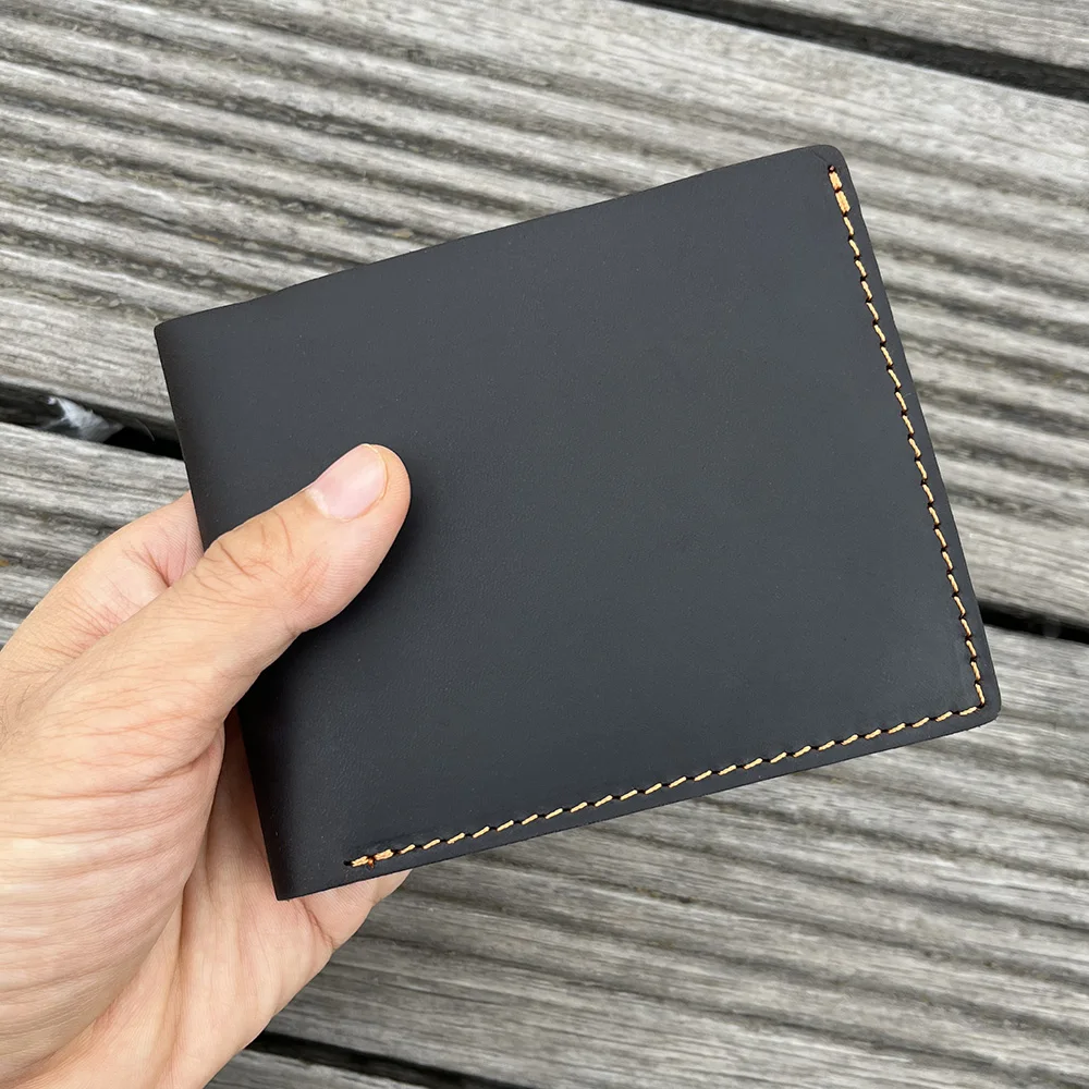 Portfel męski ze 100% skóry bydlęcej Cienki męski portfel składany dla mężczyzn Karty Zdjęcie Męskie portfele designerskie — zdjęcie 5