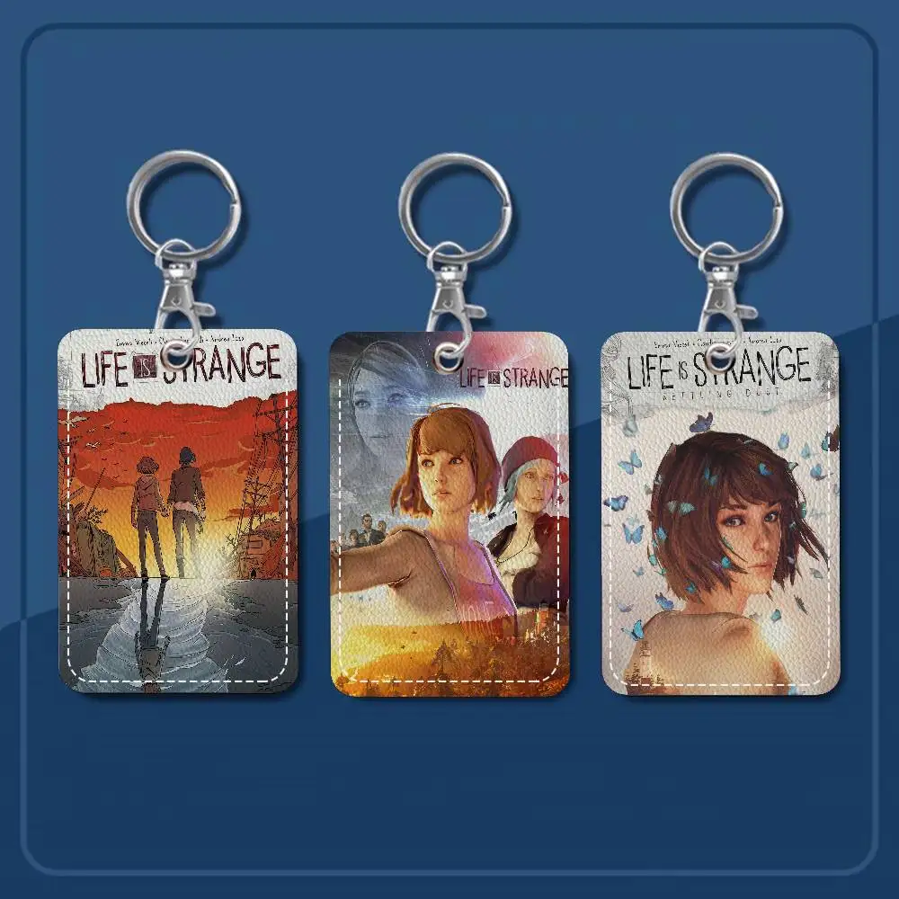 

Life Is Strange Game Adventure Прямоугольный чехол для удостоверения личности Брелок для ключей Сумка для ключей Кольцо для ключей Кожаный держатель для карт Брелок для ключей Доступ