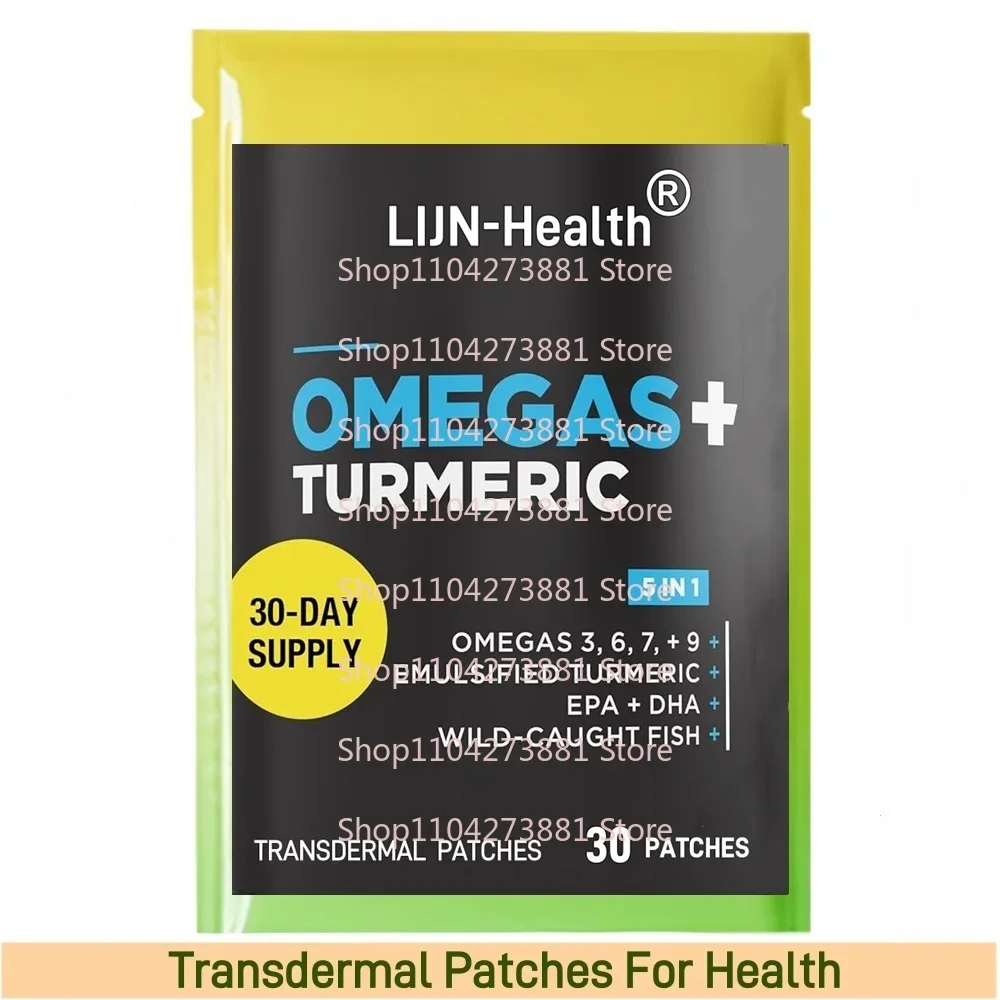 30 Patches Omega 3 6 9 Plus Turmeric Curcumin Transdermal Patches - Supports Heart Health - Joint