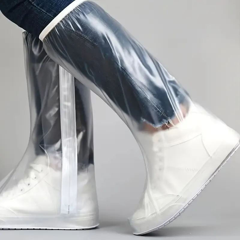 1 paire de couvre-chaussures unisexes haut en PVC, couvre-bottes de pluie réutilisables, antidérapant, reste sec, imperméable, solide, Durable, neige et saleté Proo