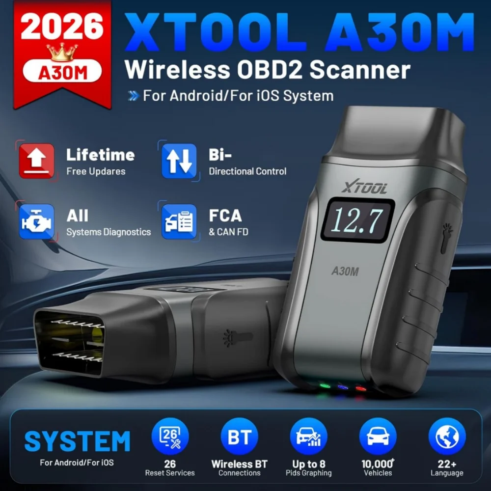 XTOOL A30M OBD2 Scanner All System Diagnostic Tool 26 Reset Service Active Add CAN FD Protocol 8 Live Data Display in 1