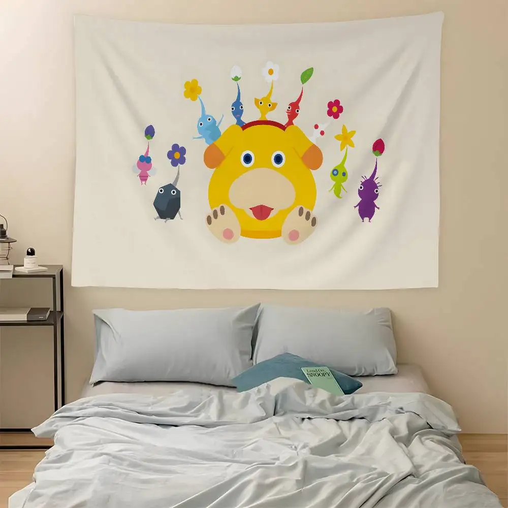 Game P-PIKMINS Tapestry Art Printing Japanese Wall Tapestry Anime Wall Hanging Home Decor