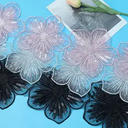 1 Yard 15cm wide Sequins And beadde Embroidery Lace Trim Wedding Dresses Skirts Cuffs Decorative clothing accessories