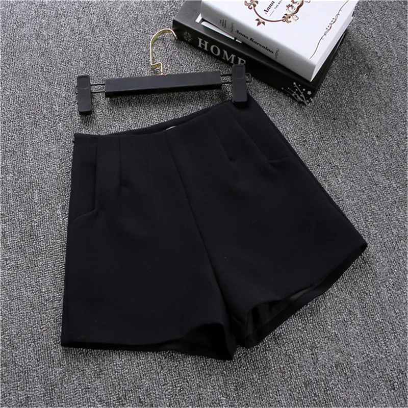 Office Elastic High Waist Shorts Women A-line Short With Belt Wide Leg Loose Short Pants Summer 2024 Harajuku Korean Feminino