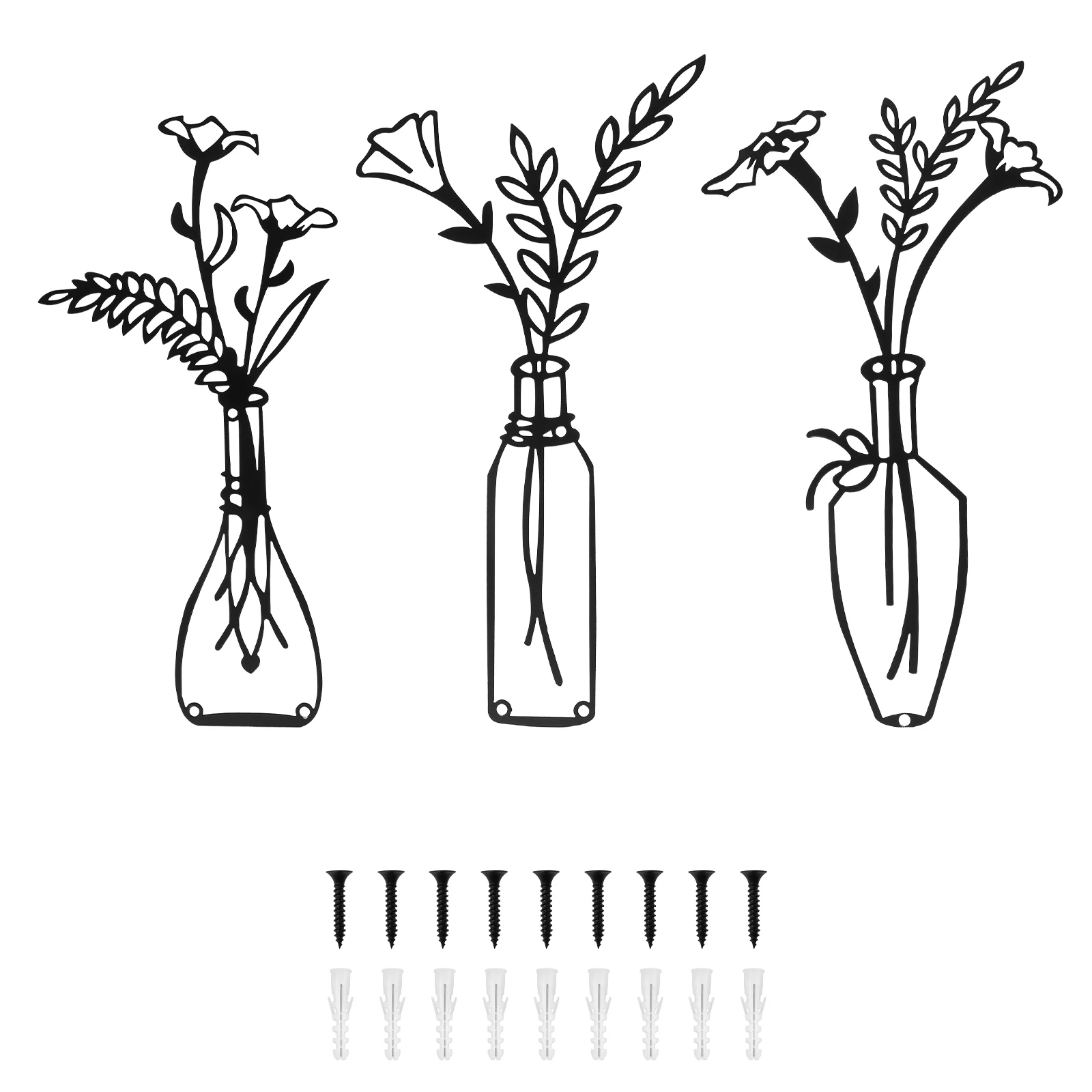 

3Pcs Metal Vase Flower Wall Art Minimalist Metal Flower Wall Decor for Home Bedroom Dining Room Housewarming