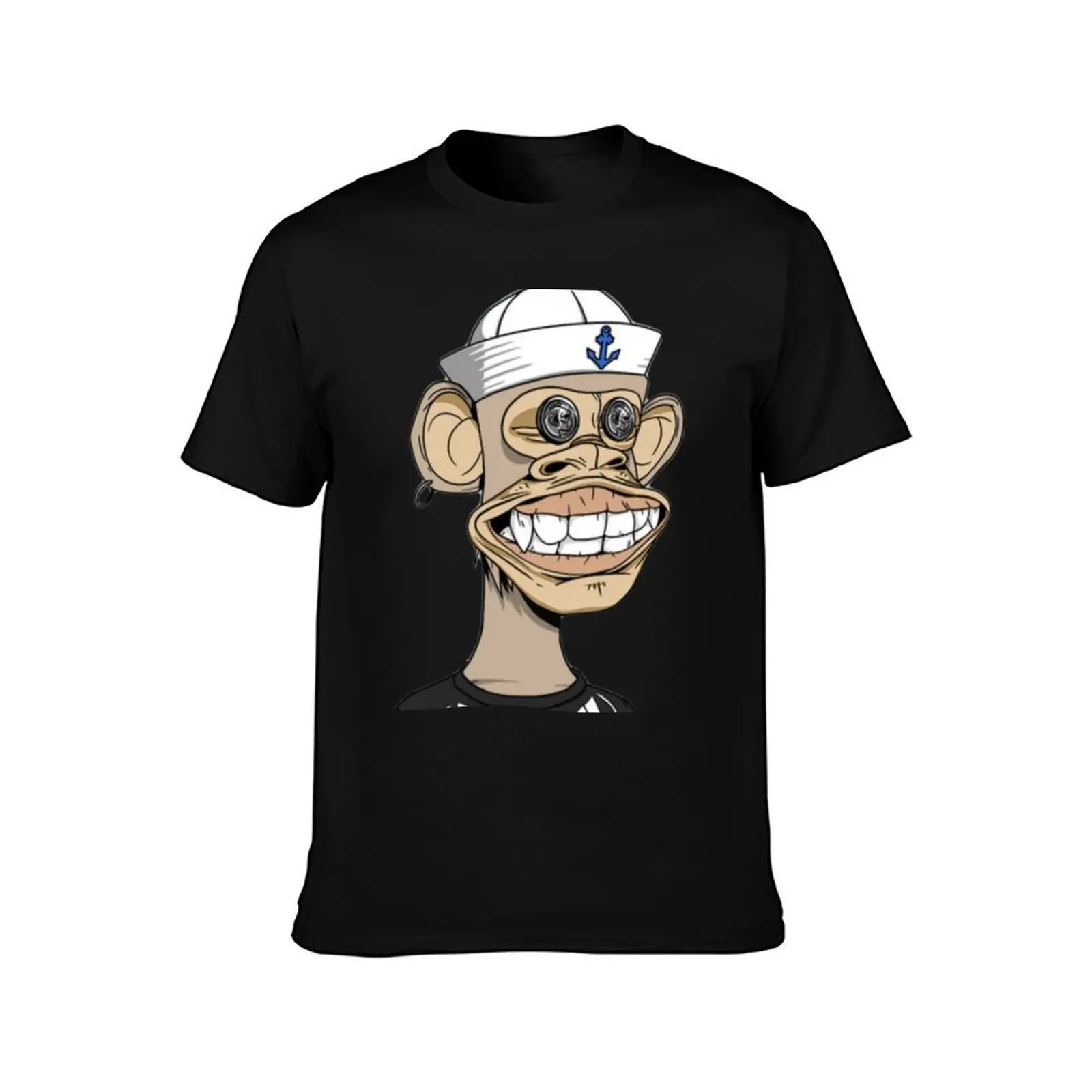 Bored Bayc Ape T-Shirt, Summer Casual Cotton Tee, Oversized Streetwear Tops, Vintage Graphic Print, Loose Fit Short Sleeve