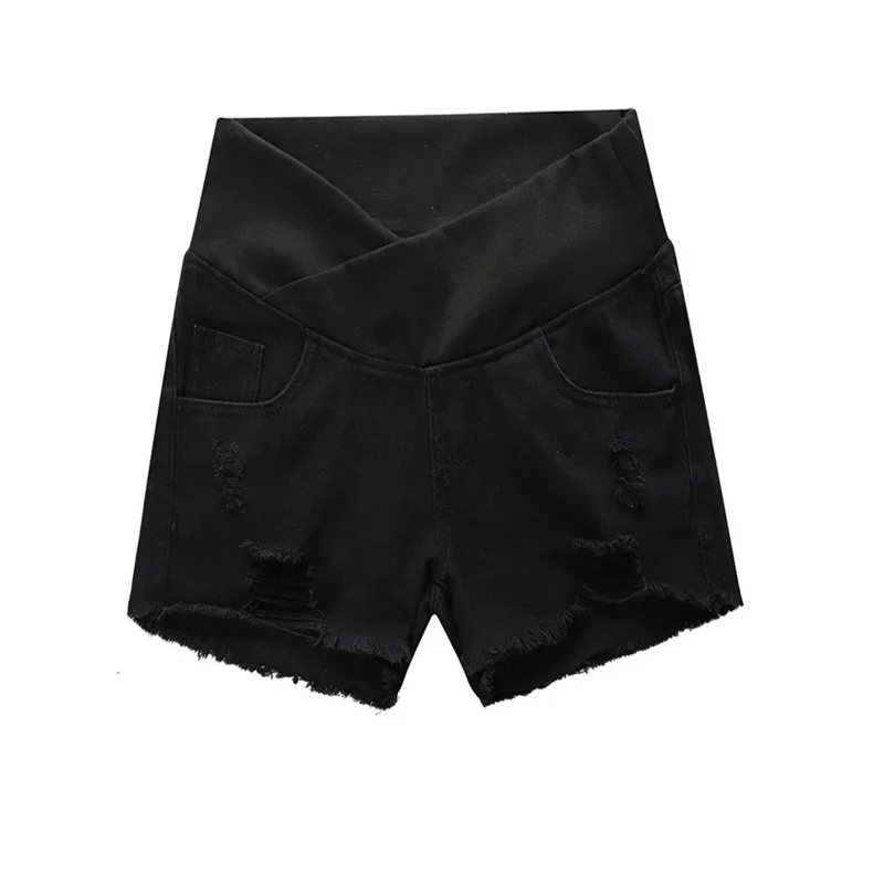 Maternity Denim Hole Shorts Summer Tassel Jeans Pants for Pregnant Women Clothing Plus Size M L XL XXL 3XXL Elastic Belt Jeans