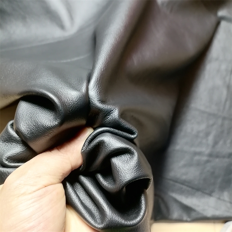  0.6/0.7mm Black Ultra-Thin Cowhide. First Layer Leather. Real Leather Fabric. Handmade DIY For Skirt. Full-Sheet Cutting 
