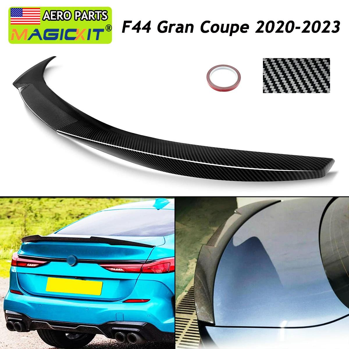 For 2020-23 BMW F44 Gran Coupe Carbon Fiber Look M4 Style Rear Spoiler Wing Lip