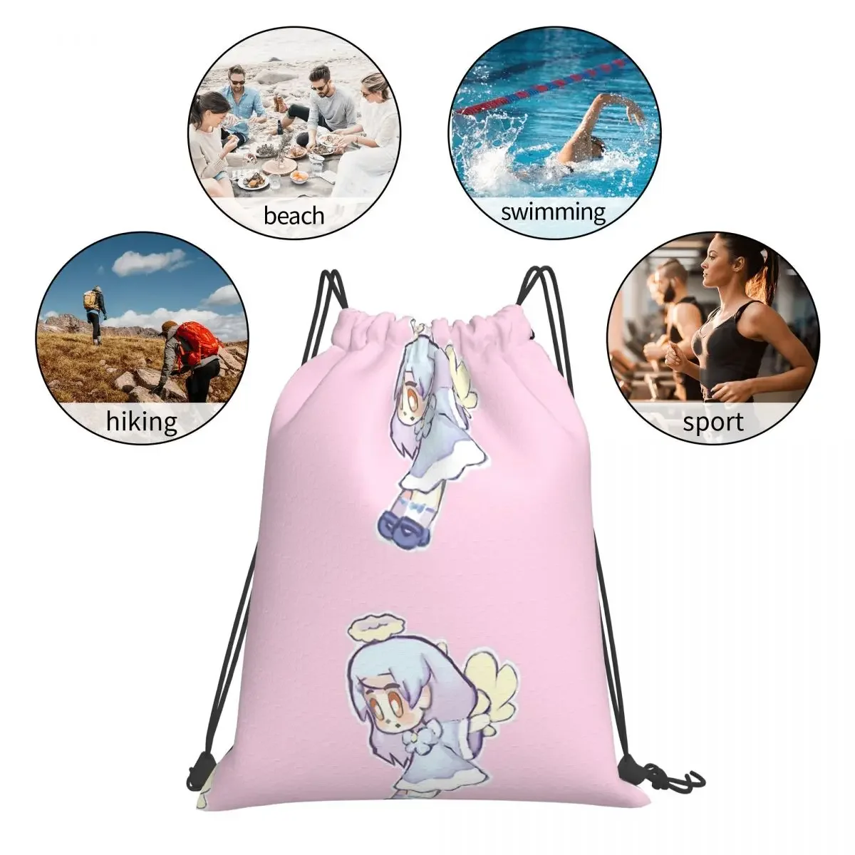 Sac à dos ange mignon pour hommes et femmes, sacs de proximité portables, sac de sport de poche Bundle, sac à livres pour étudiants, mode