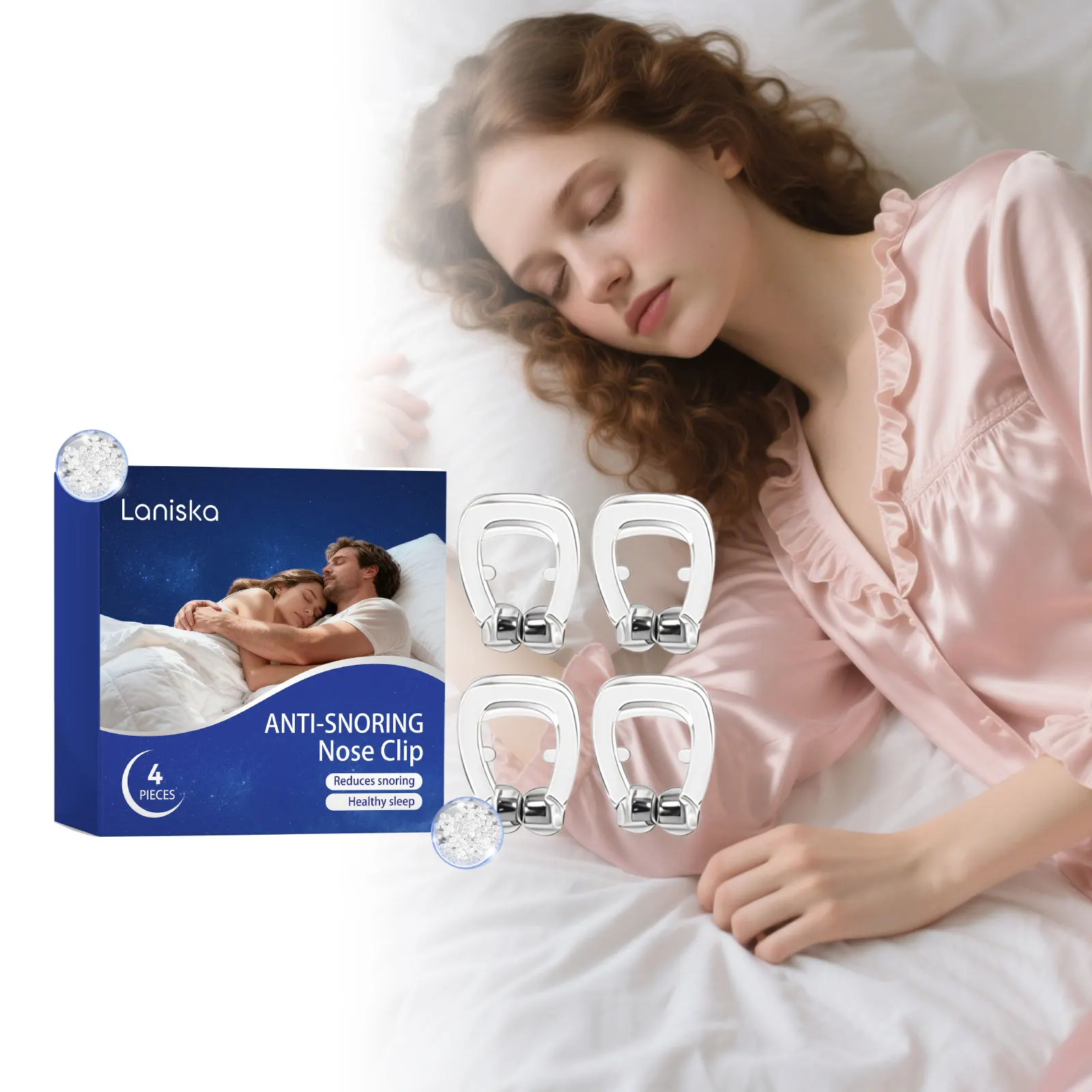 Silicone Anti Snoring Device Nose Clips Magnetic Sleep Tray Prevents Snoring Night Increases Airflow Promotes Smooth Breathing