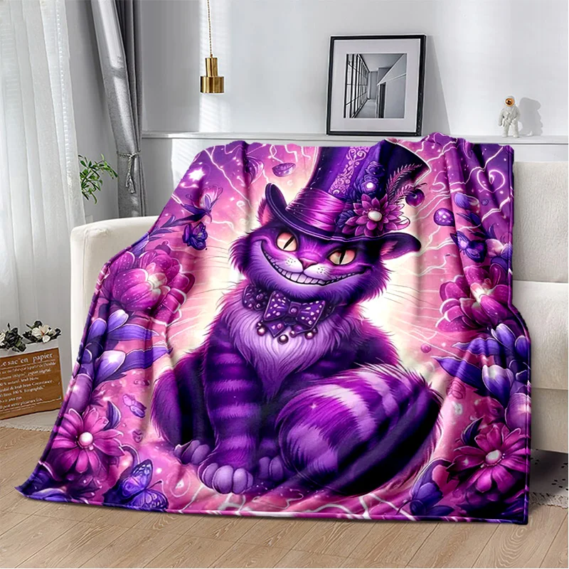 Cartoon Alice in Wonderland Cheshire Cat Soft Blankets,Throw Blanket Comfortable Blanket for Picnic Beds Sofa Home Bedroom Kids