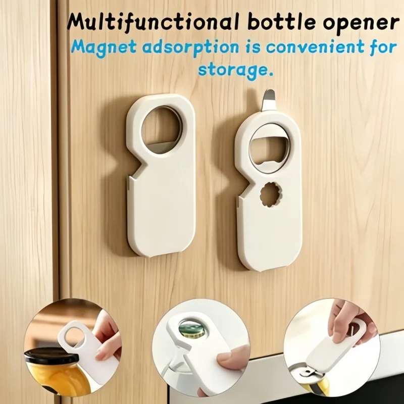1pcs Bottle Opener Magnetic Fridge Magnet Can Opener All-in-1 Beer Soda Bottle Opener Multifunctional Portable Outdoor Tools
