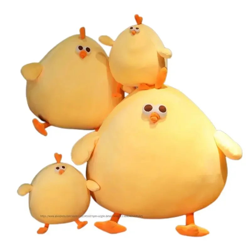 Giant Round Yellow Chick Doll Stuffed Fatty Soft Chicken Animal Plush Toys Elastic Pillow Cuddly Sofa Living Room Decor Gift