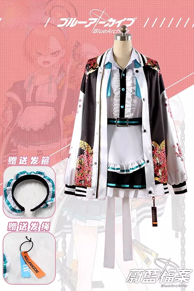 

Game Anime Blue Archive Cosplay Mikamo Neru Men Women Coat Underskirt Apron Short Skirt Headband Full Suit Customizable Costume