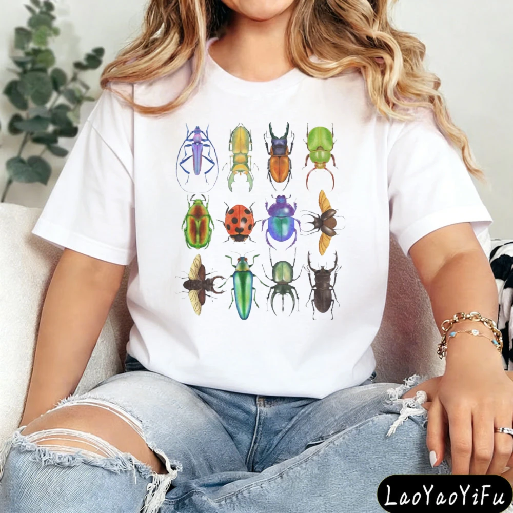 Vintage Insect Unisex T-Shirt Retro Bugs Tee Entomology Gift for Bug Lovers Nature Graphic Clothes Creepy Crawlies Tops