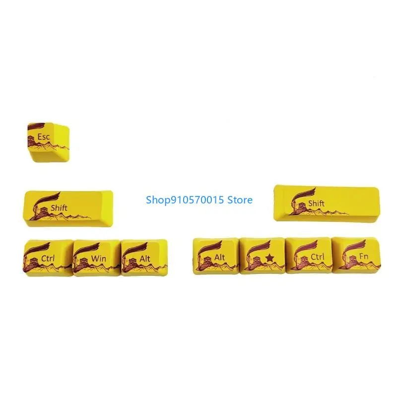 B95C PBT Keycaps untuk Shift Esc Kunci Besar Pewarna Sublimasi Gaya Cina Keycap OEM