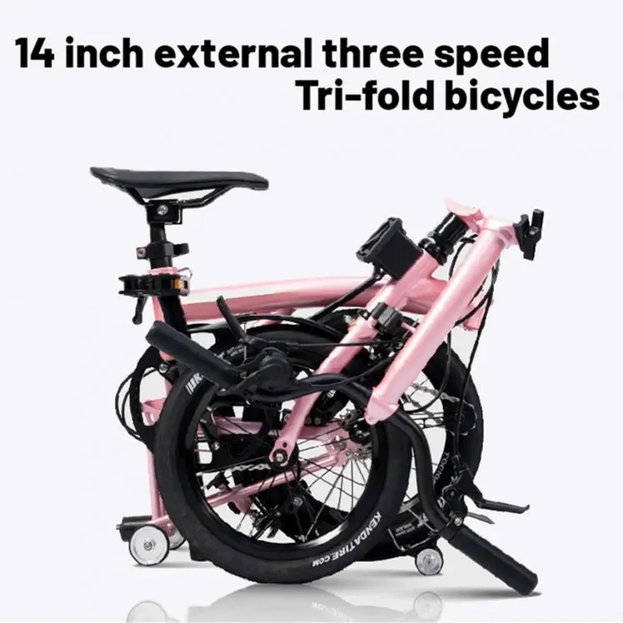 14Inch Tri-fold M Bar External 3Speed Folding Bicycle Chromium Molybdenum Steel Frame C Clip For Brompton Bike