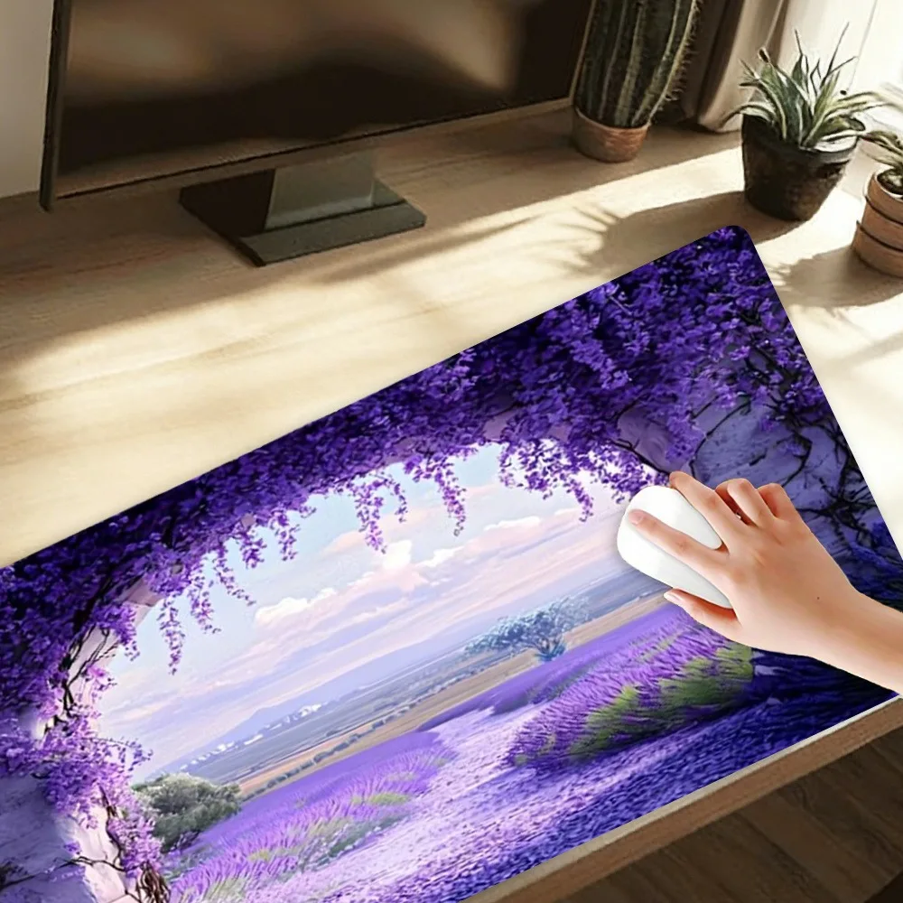Dreamy Lavender Field Large Mouse Pad - Unique and Creative Desktop Accessory with Purple Landscape Design alfombrillas gaming
