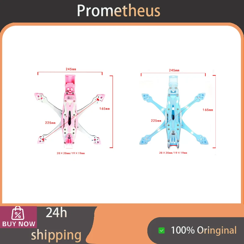 5 Inch Prometheus Frame FPV Freestyle Racing Drone Frame DC / Wide X Version, Pink/Blue/White High Appearance Quadcopter Frame
