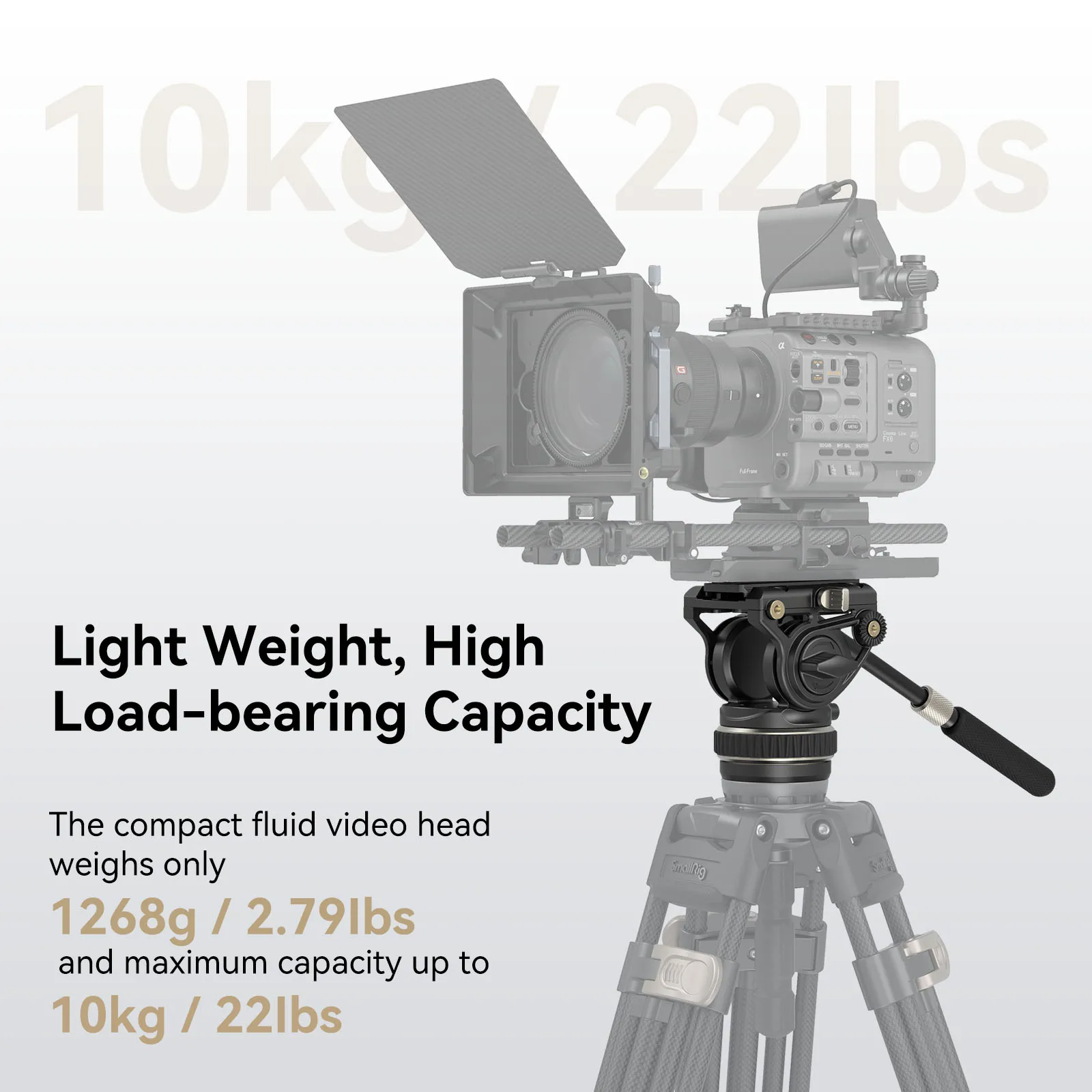 SmallRig DH10 Heavy Duty Tripod Fluid Video Head with Flat Base Adjustable Handle for Manfrotto Quick Release Plate for DSLR