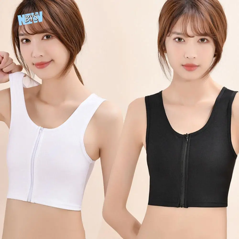 

Soft Mesh Thin Seamless Shapewear Slim Fit Zipper Underwear for Women Shockproof Crop Top Chest Wraps Binding Girl