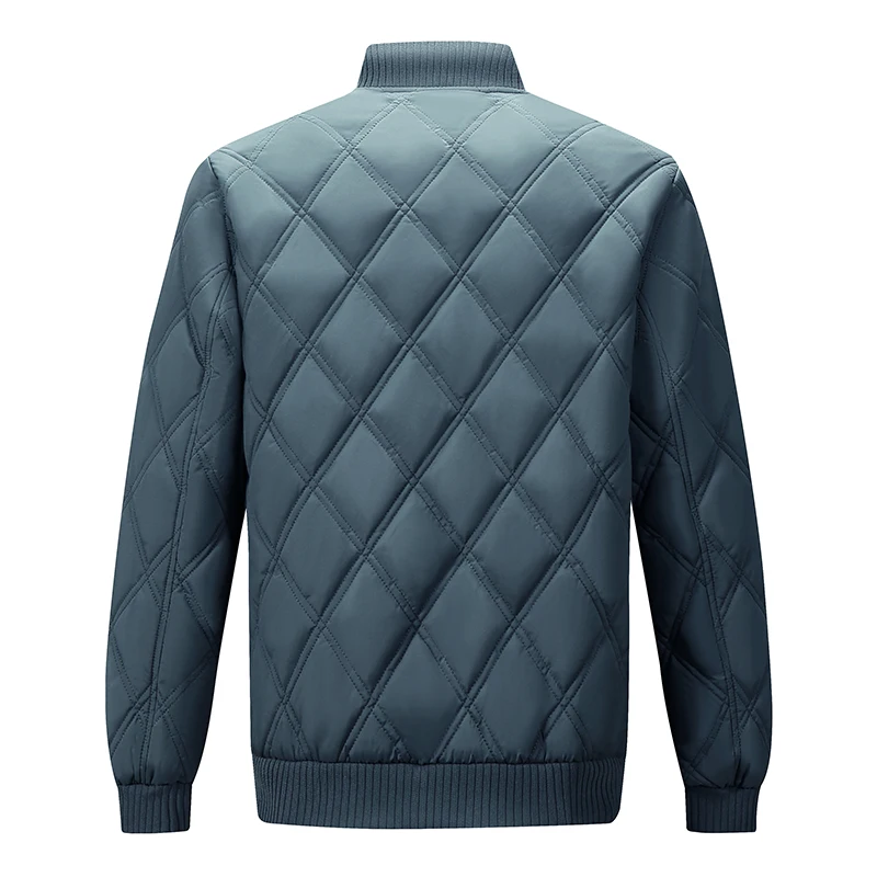 Abrigo de lana de alta calidad para hombre, chaqueta de plumón ligera, con cuello levantado corto, acolchado, para otoño e invierno, L-6XL