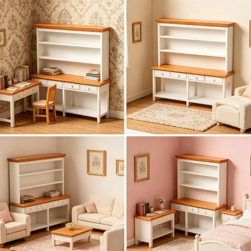 Miniatur-Seitenschrank Maßstab 1:12 für die Puppenhausdekoration mit feiner Holzverarbeitung und realistischen für – Detail 3